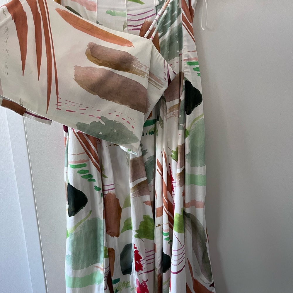 ANTONIO MELANI Cream Maxi Skirt with Abstract Watercolor Print